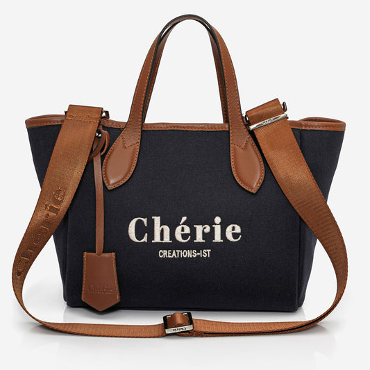 Rachel Canvas mini Navy Blue with Beige Stitching